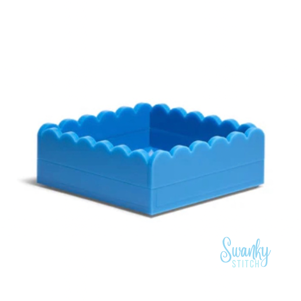 Scallop Acrylic Tray- 5" Square Blue