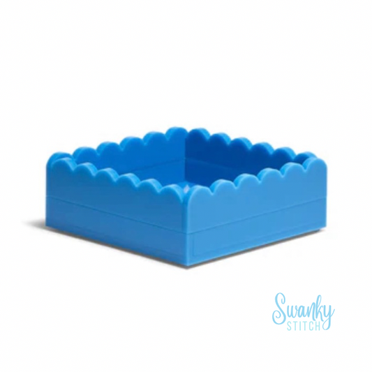 Scallop Acrylic Tray- 5" Square Blue