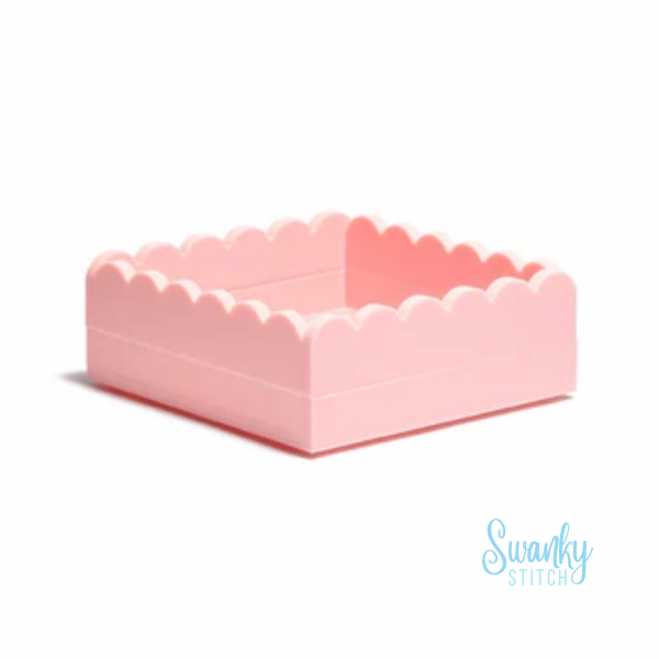 Scallop Acrylic Tray- 5" Square Pink