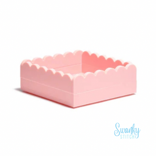 Scallop Acrylic Tray- 5" Square Pink