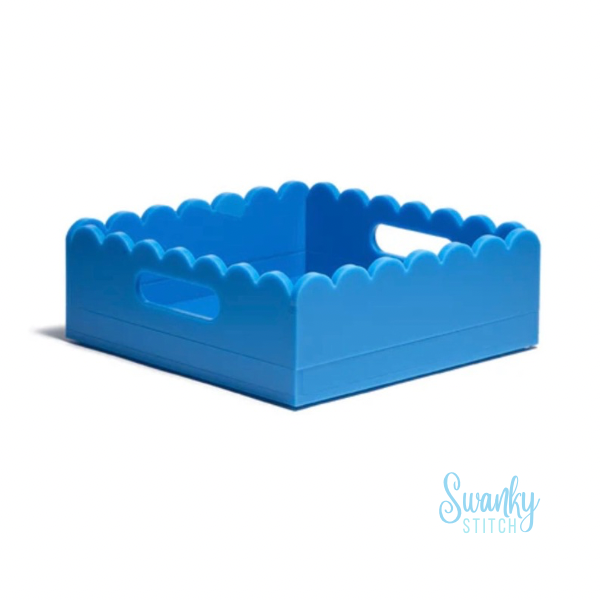 Scallop Acrylic Tray- 8" Square- Blue