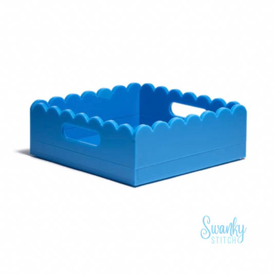 Scallop Acrylic Tray- 8" Square- Blue