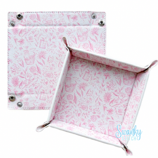 Needlepoint Print Tray- Pink