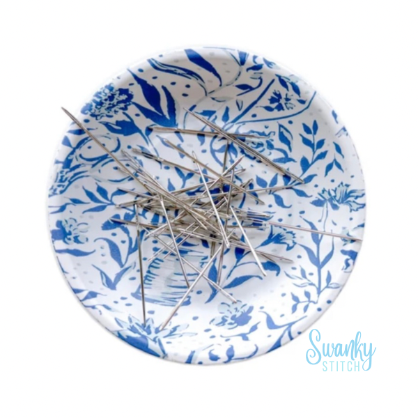 Blue Needlepoint Print Magnetic Ort Bowl