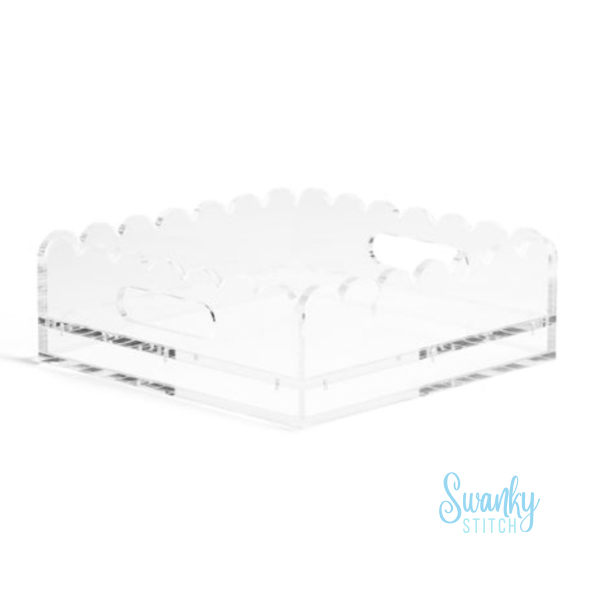Scallop Acrylic Tray- 8" Square- Clear