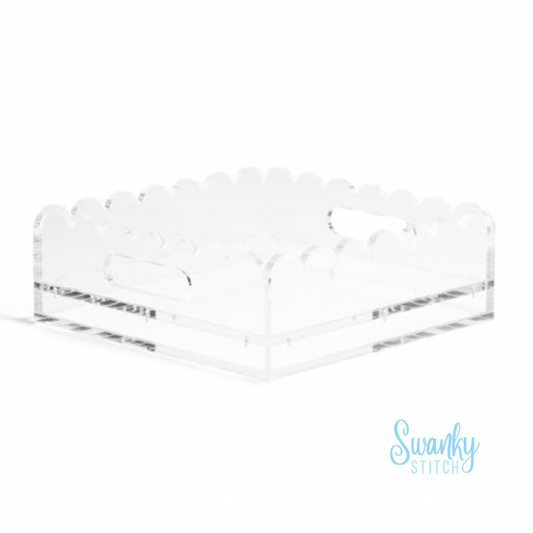 Scallop Acrylic Tray- 8" Square- Clear