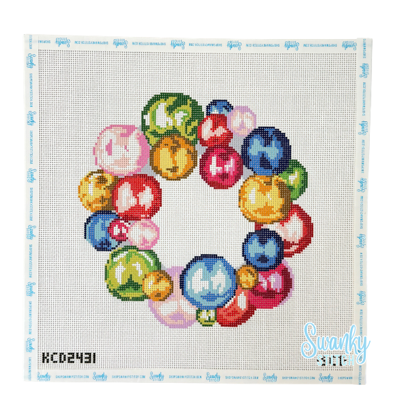 Glass Ornament Wreath Printed Canvas