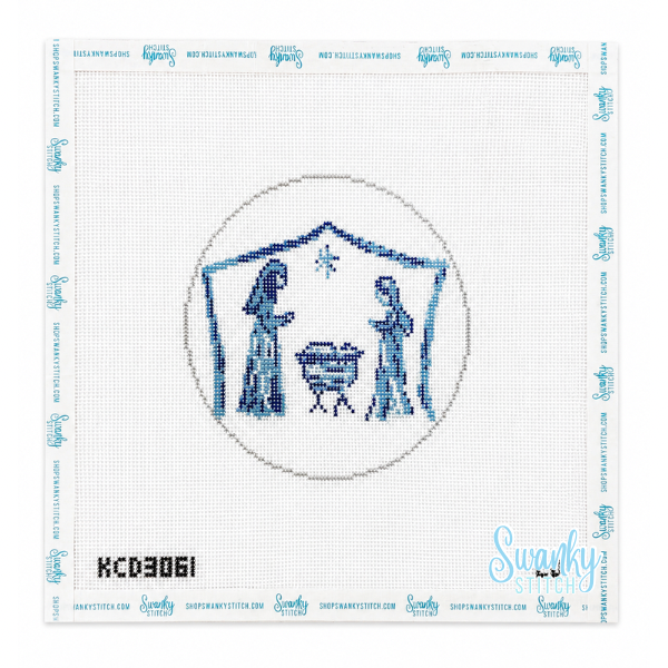Blue & White Nativity Printed