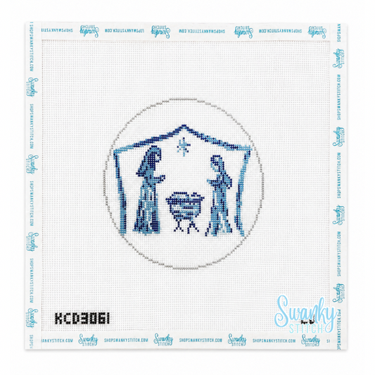 Blue & White Nativity Printed