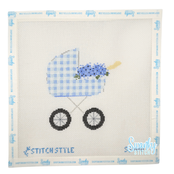 Baby Carriage Blue Gingham