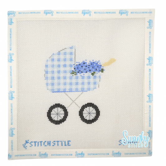 Baby Carriage Blue Gingham