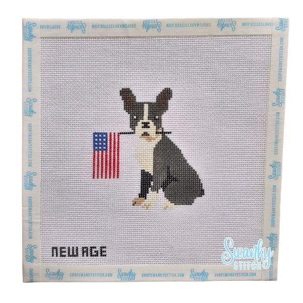 Boston Terrier with American Flag