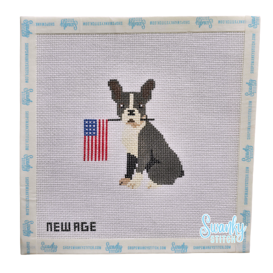Boston Terrier with American Flag