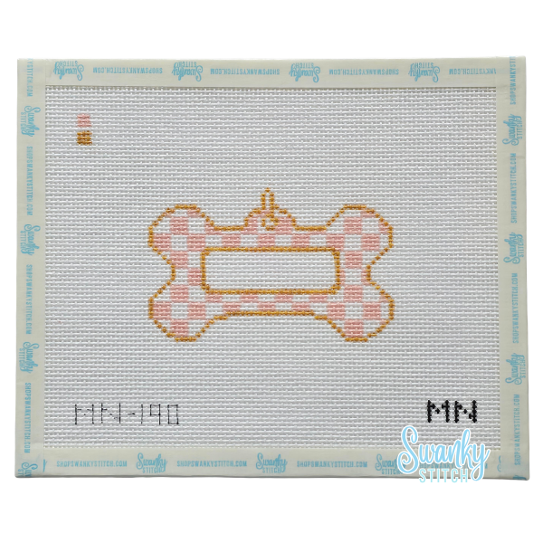 Pink Check Dog Tag Canvas: No Name
