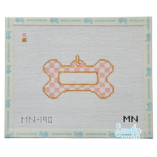 Pink Check Dog Tag Canvas: No Name