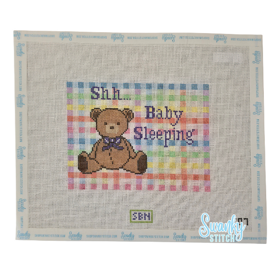 Gingham Baby Sleeping with Bear