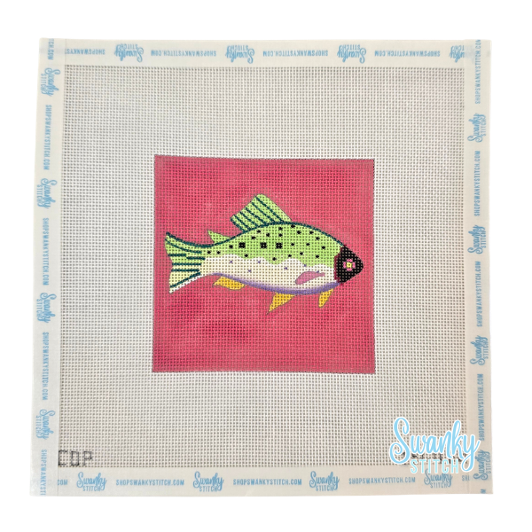 Green Fish with Pink Background