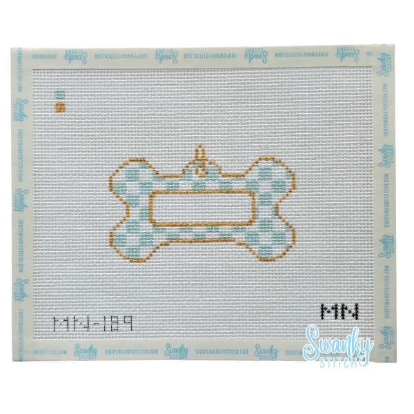 Blue Check Dog Tag Canvas: No Name