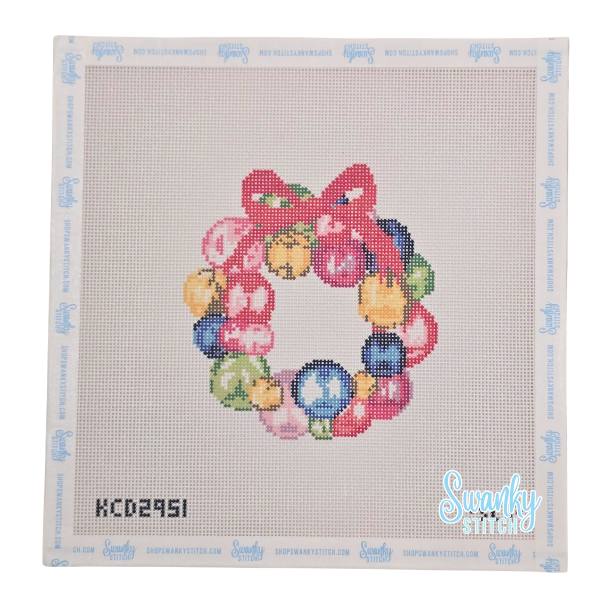 Mini Glass Ornament Wreath Printed Canvas