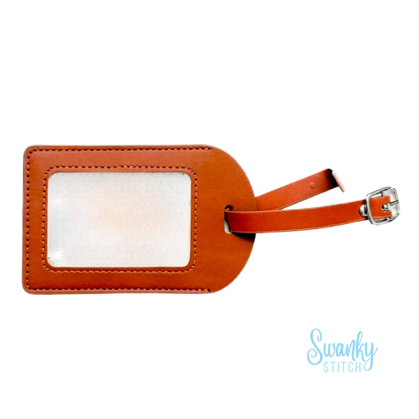 Brown Leather Self Finishing Luggage Tag