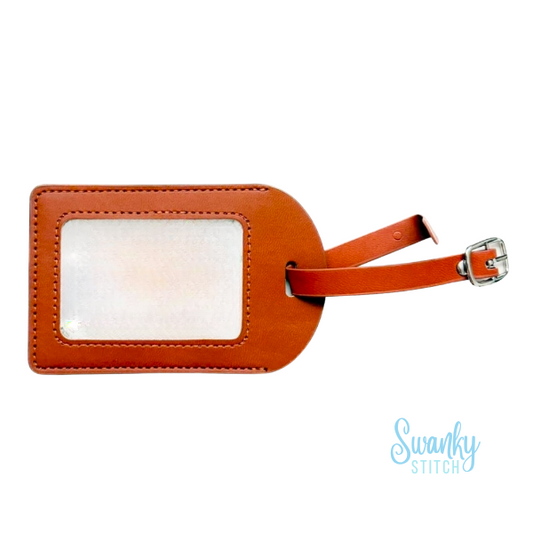 Brown Leather Self Finishing Luggage Tag