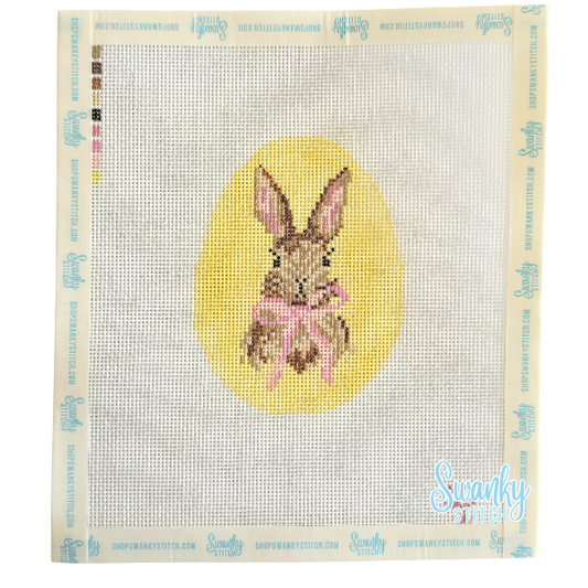 Bunny with Pink Bow Easter Egg Canvas