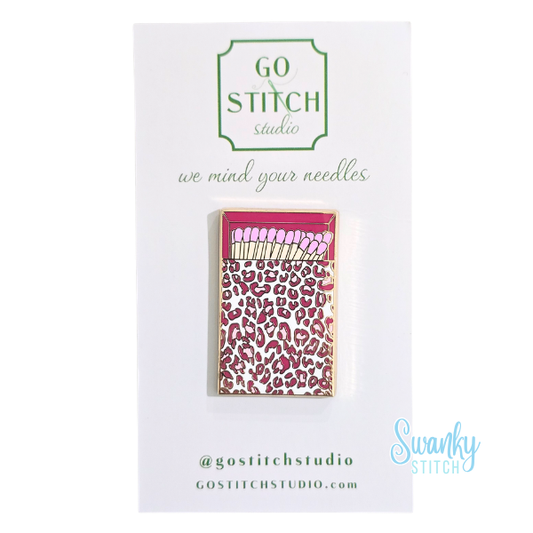 Pink Leopard Print Matchbox Needle Minder