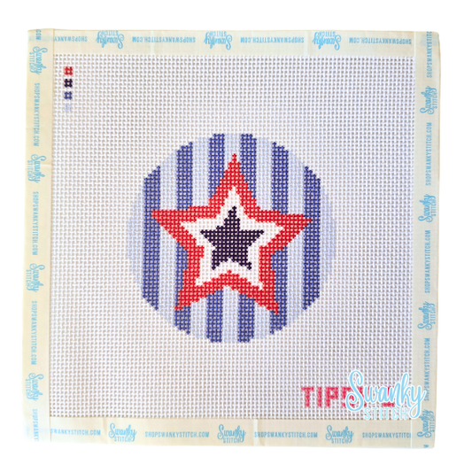 Patriotic Star Round Needlepoint Canvas