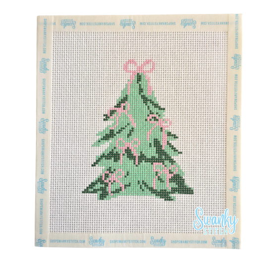Pink Bow Christmas Tree Canvas 13 Mesh